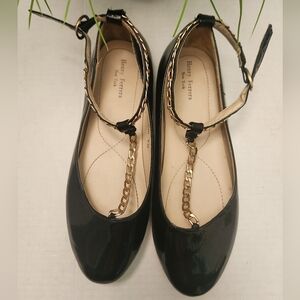 Henry Ferrera New York Shoes Women's Size 8.5 Black And Gold Mary Jane Flats